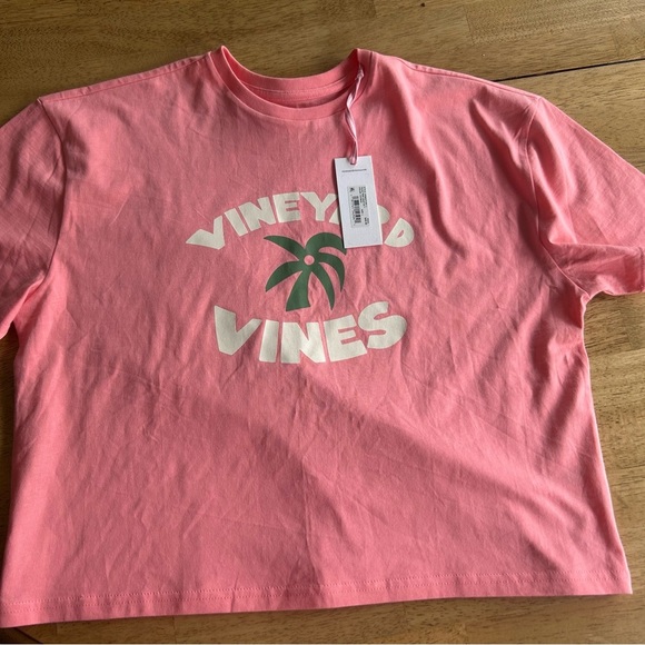 Vineyard Vines Pink and Green Short Sleeve Cropped Tee - Picture 2 of 6
